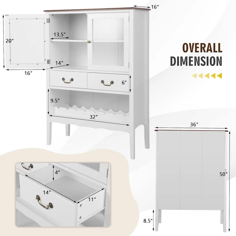 Gymax 2-Door Liquor Coffee Bar Cabinet Freestanding Buffet Sideboard