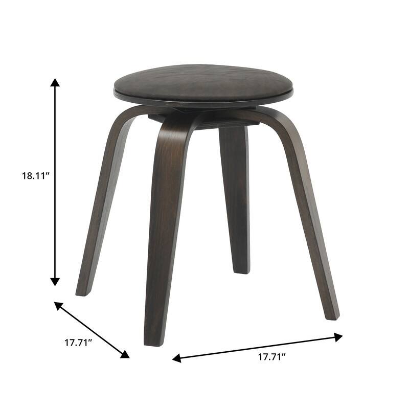 Pelya Minimalist Modern Round Counter Stool with Leather Seat & Poplar Wood Frame 360° Swivel Kitchen Bar Stool