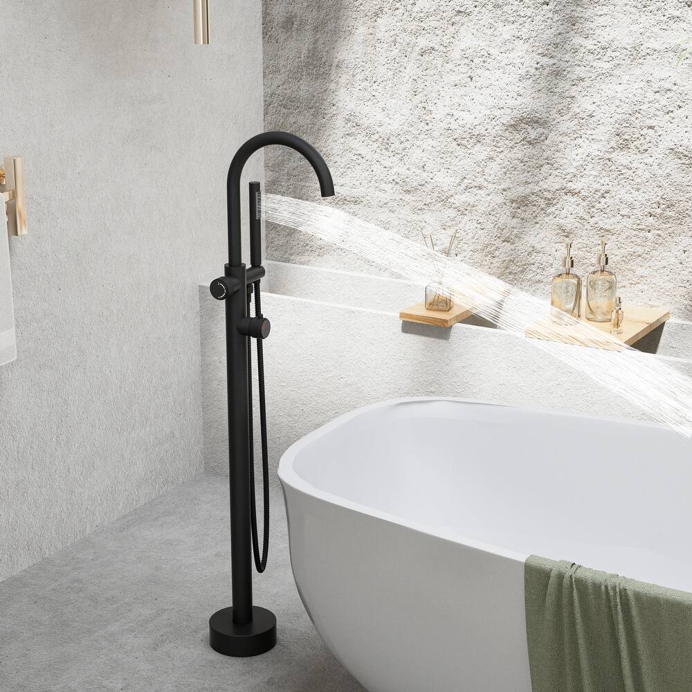 Modland 46'' Outdoor Shower System 316 Stainless Steel Thermostatic Freestanding Poolside Faucet with Swivel Spout - 46'' H