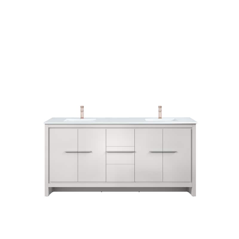 Lafarre Bath Vanity Quartz Top, Sink and Rose Gold Faucet