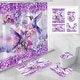 preview thumbnail 13 of 22, 4 Pcs HummingBird Flower Shower Curtain Sets with Rugs for Bathroom Decor, Vintage Floral (Hooks Not Included) Purple