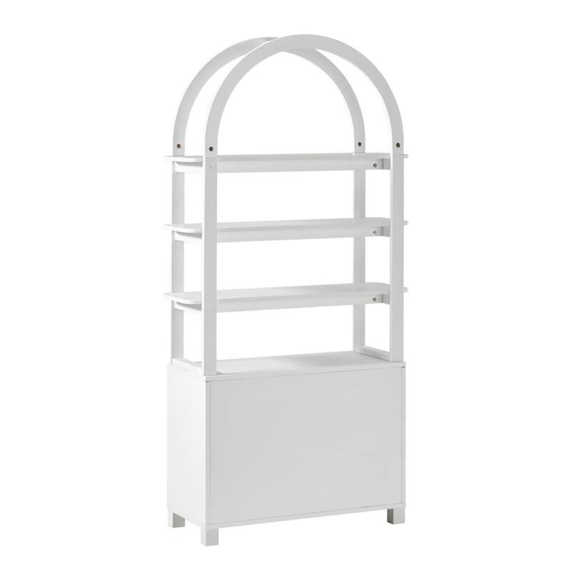 Walker Edison Modern Wood Arched Cabinet Bookcase with Storage