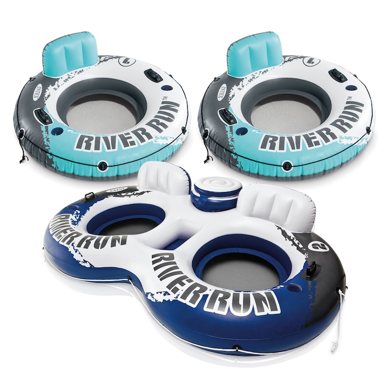 Intex Floating Water Tube Lake Pool (2 Pack) & River Run II 2 Person Pool Tube - 4.40