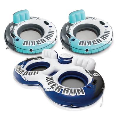 Intex Floating Water Tube Lake Pool (2 Pack) & River Run II 2 Person Pool Tube - 4.40