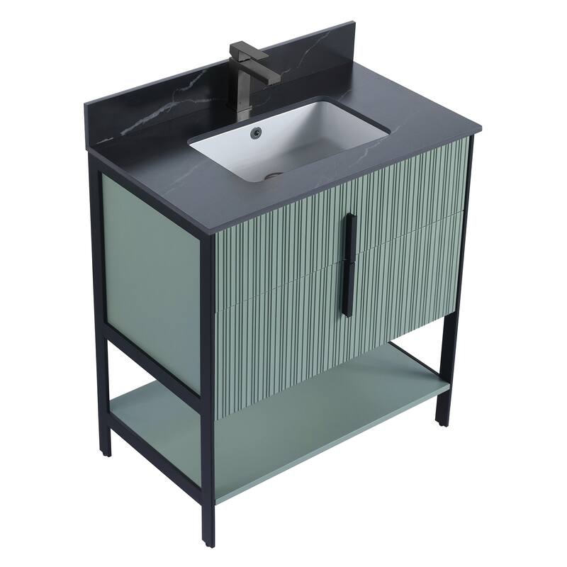 Fine Fixtures Serenity Modern Bathroom Vanity with Black Sintered Stone Top