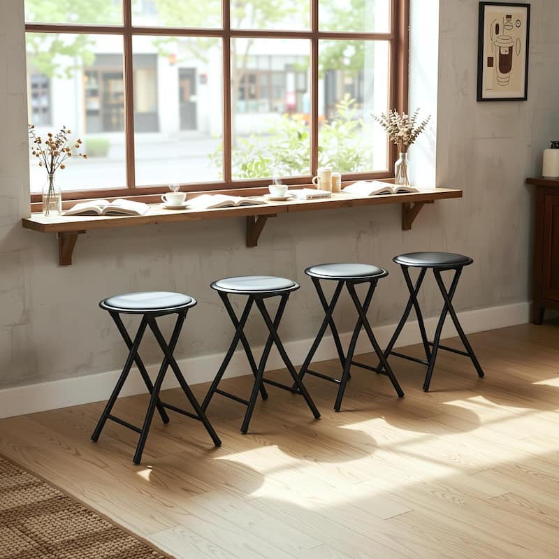 Homy Casa Set 2/4 Black Metal Folding Stools Portable Home & Events