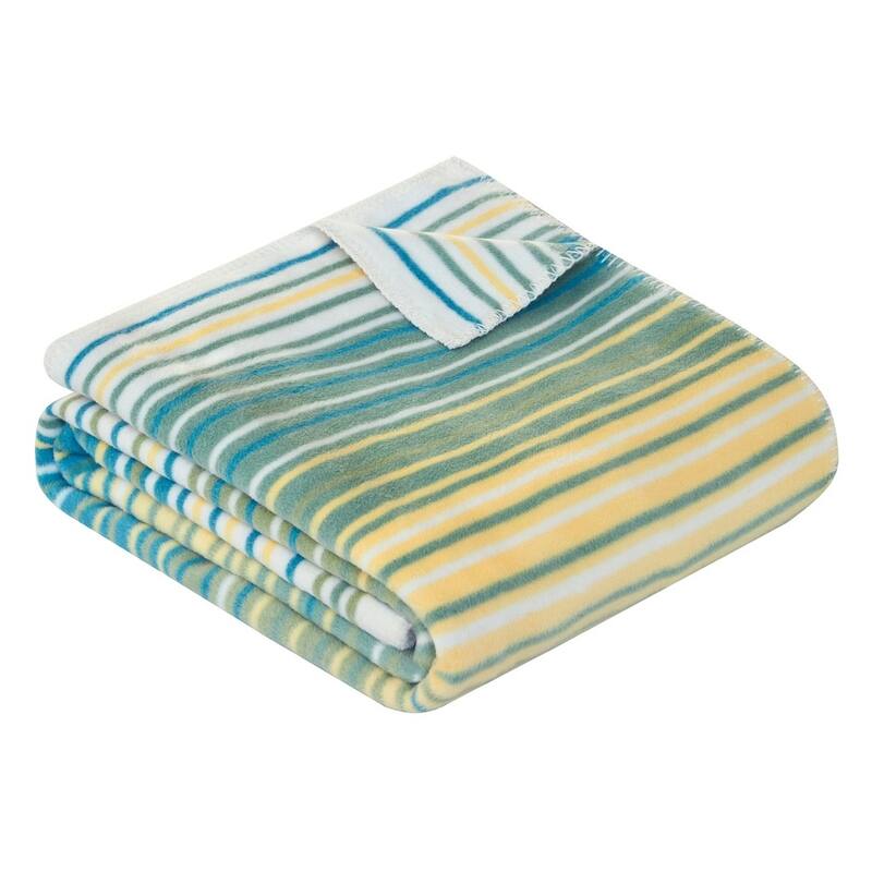 IBENA Tropical Green Yellow Striped Throw Blanket 'Makawao'