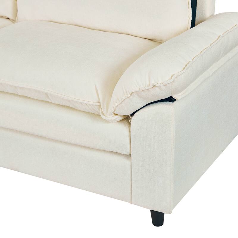 80.31" Linen 2-Seat Sofa with Hidden Storage & Soft Armrests