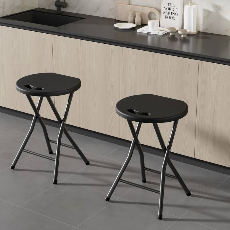 Javlergo Set of 2 Modern X-Frame Folding Chairs with Oval ABS Seats & Carry Handles Space Saving Indoor Outdoor Chairs