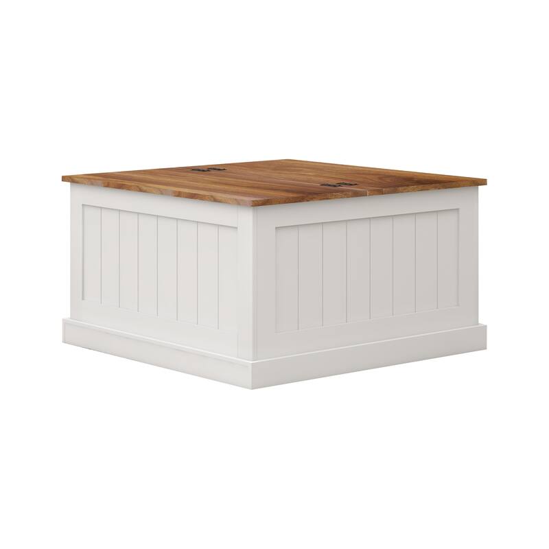 Farmhouse Coffee Table Square Wooden Center Table with Hinged Lift Top Large Hidden Storage Compartment, for Living Room