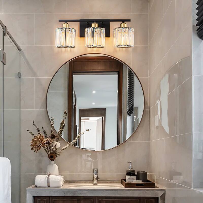 Starsky 3-Light 19inch Modern Bathroom Glass Crystal Vanity Light Wall Sconces