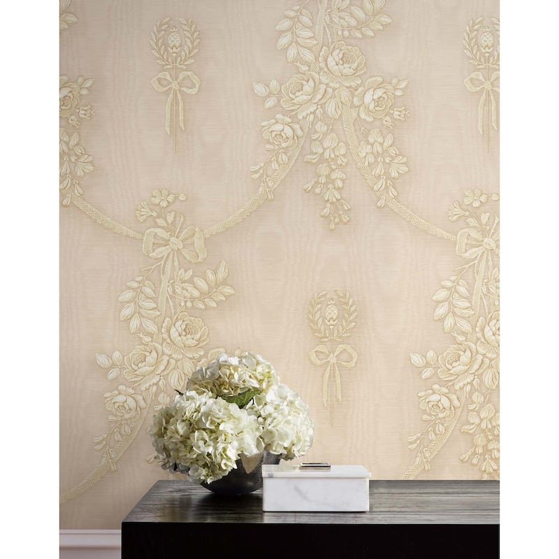 Seabrook Designs Lange Floral Wood Unpasted Wallpaper