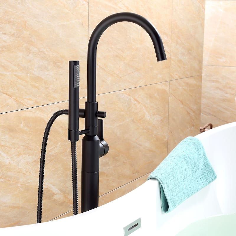 Luxier FTF01 Floor Mounted Freestanding Tub Filler Faucet - Matte Black