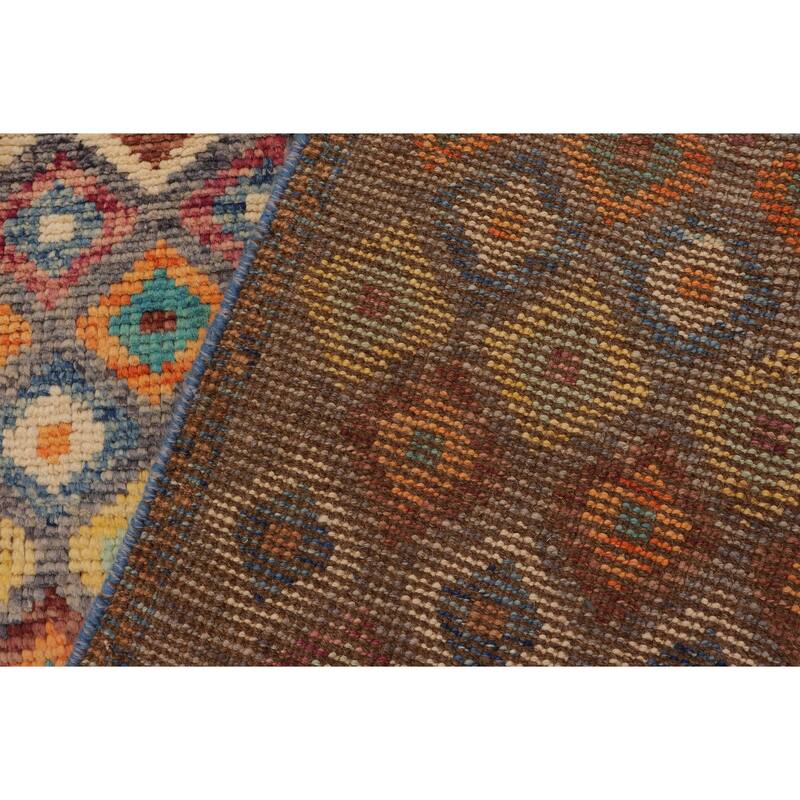 Boho Chic Balochi Torres Gray/Blue Hand Knotted Wool Rug - 4'4'' x 5'8''