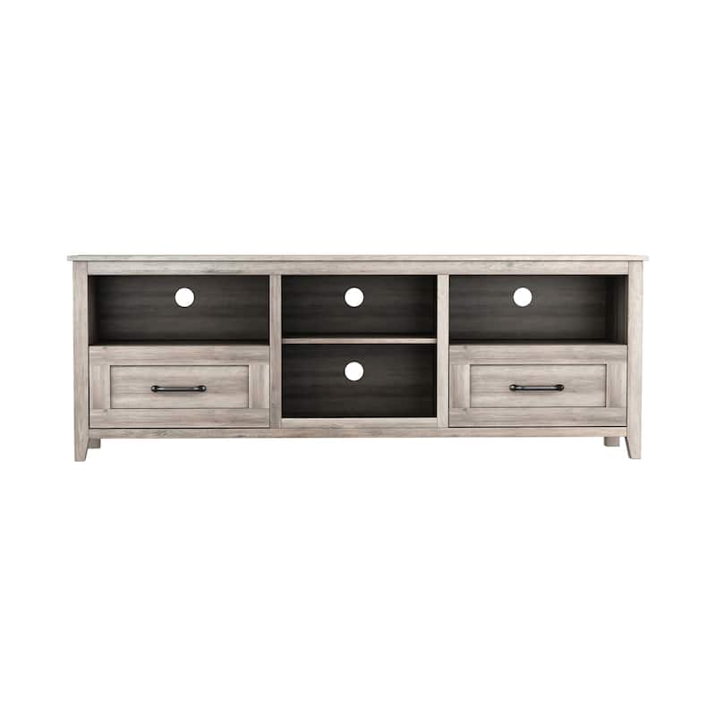 HomeRoots 70" Gray Wood Enclosed and Open Storage TV Stand - 70.08 in. x 24.8 in. x 15.35 in.