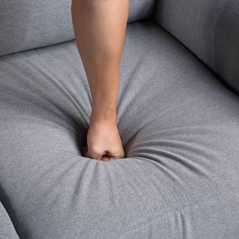 3-Seater Linen Sofa - Durable Couch with Round Arms & Comfortable Foam Cushion