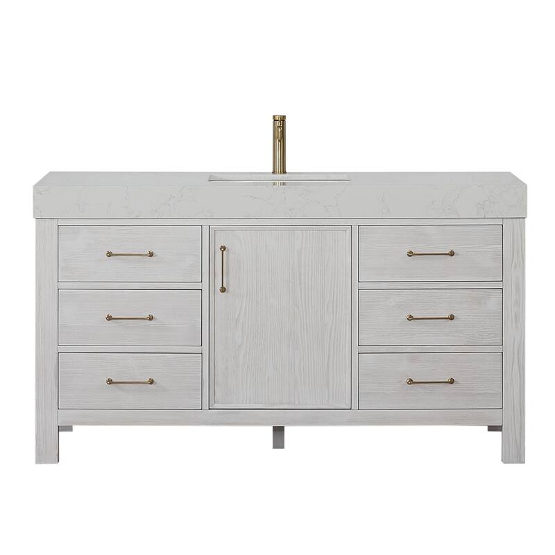 Leon 60 in. Single Bathroom Vanity with Composite Stone Top