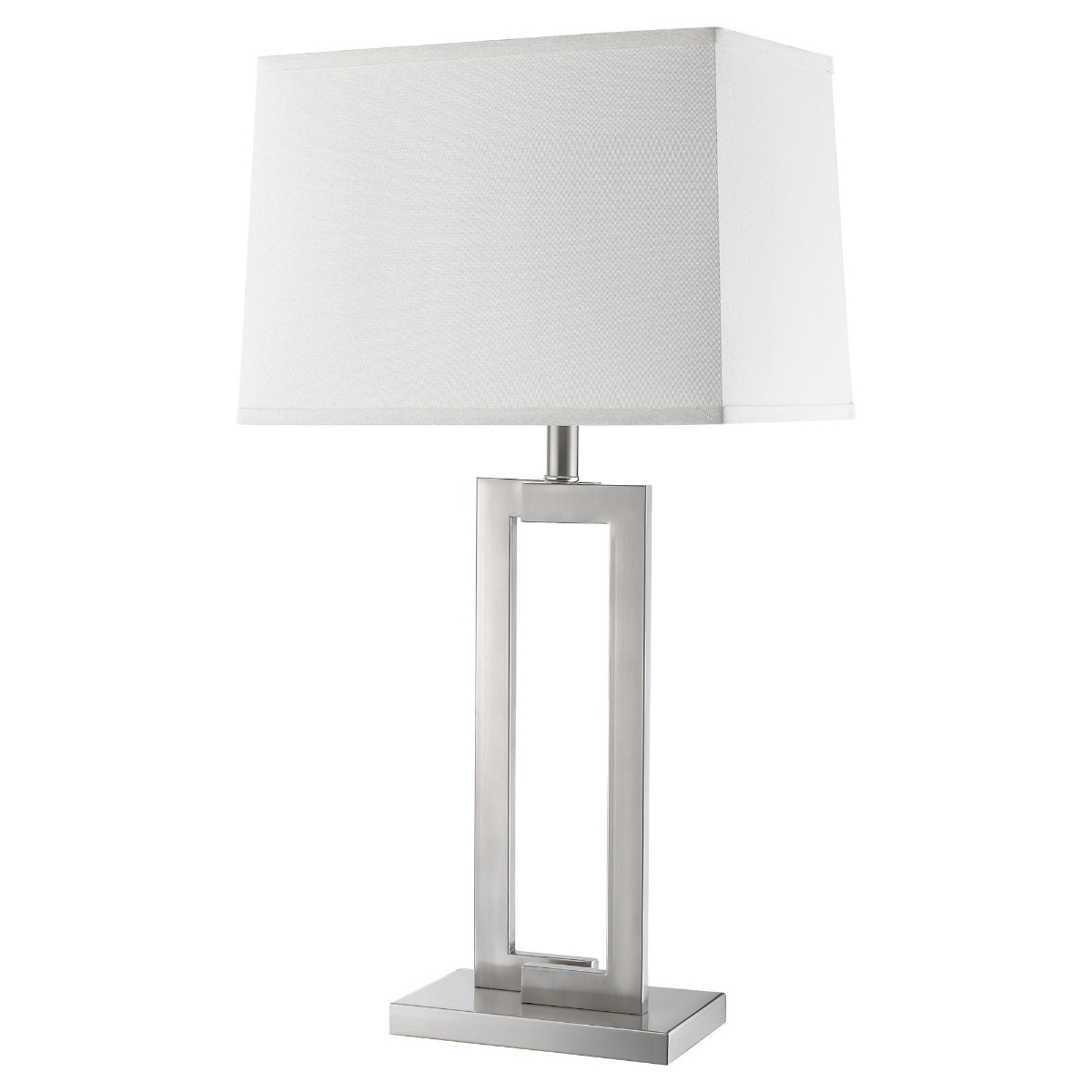 Modern 30 Inch Silver Metal Table Lamp with Fabric Rectangular Shade - 10” x 16” x 29.50”