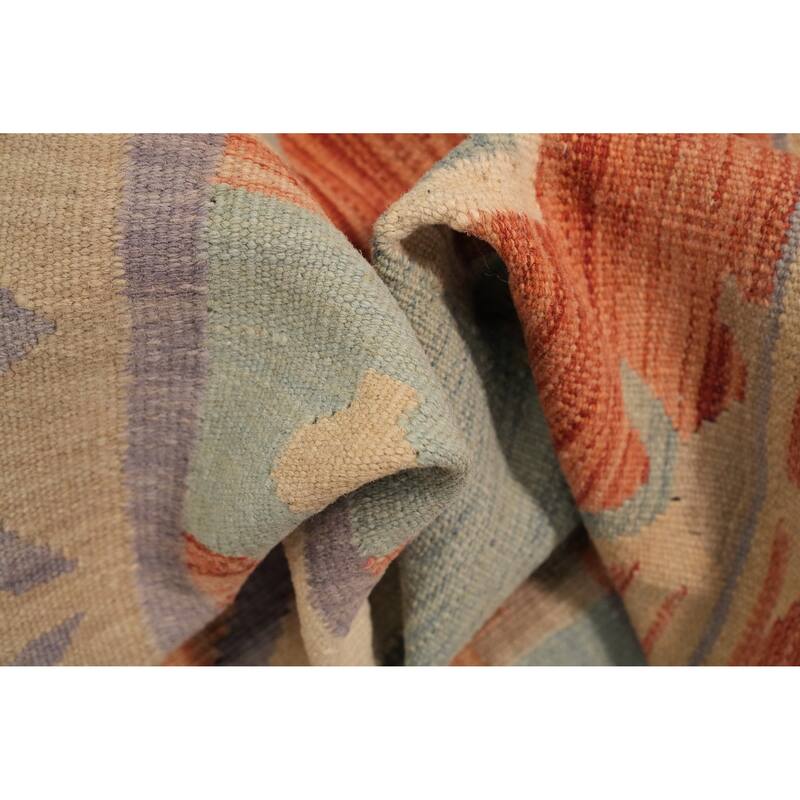 Hand Woven Oriental 100% Wool Carpet Southwestern Tribal Multi-Colored Kilim Area Rug - 6' 9'' X 4' 9''