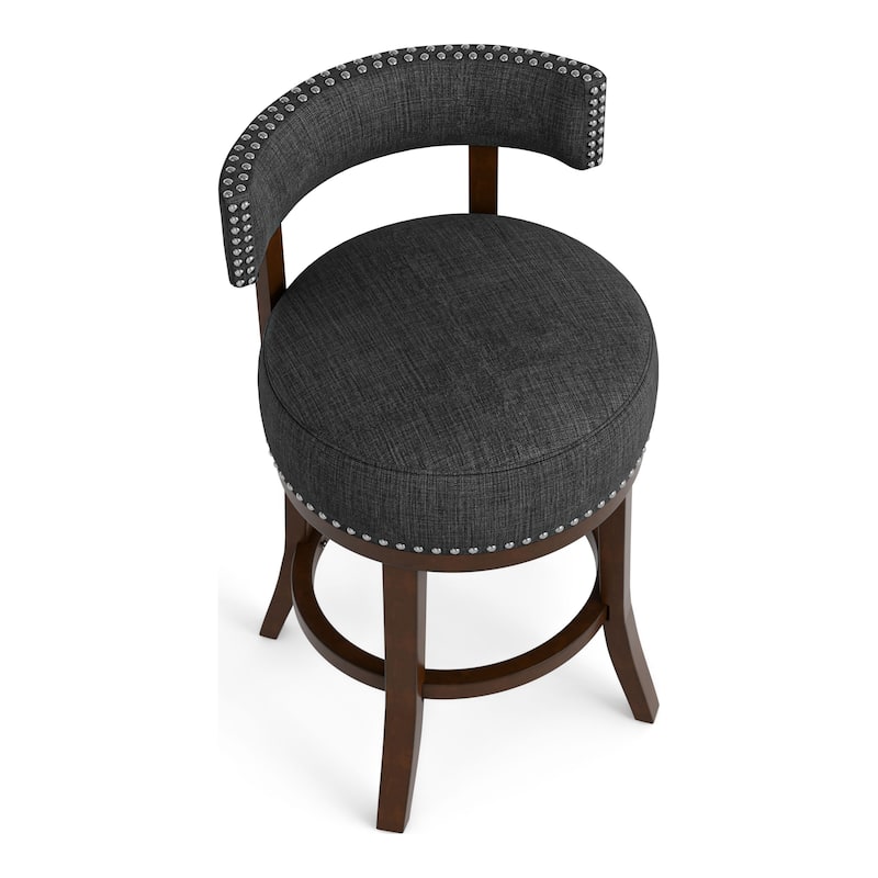 Fendeson Transitional Nailhead Swivel Barstool (Set of 2) by Furniture of America