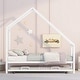 preview thumbnail 38 of 53, Metal House Bed with Twin Size Trundle, Twin Size House-Shaped Bed Steel Slat Support Easy Assembly for Kids Teens Boys & Girls White/ White - Twin