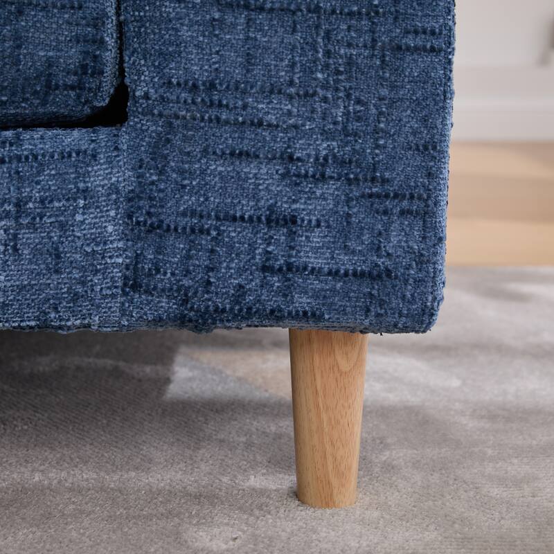 83" Wide Chenille Upholstered End of Bed Bench with Rubber Wood Legs
