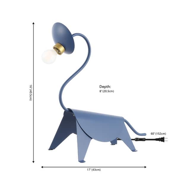 Alexia 16" Modern Industrial Iron Brachiosaurus LED Kids' Lamp, Blue by JONATHAN Y