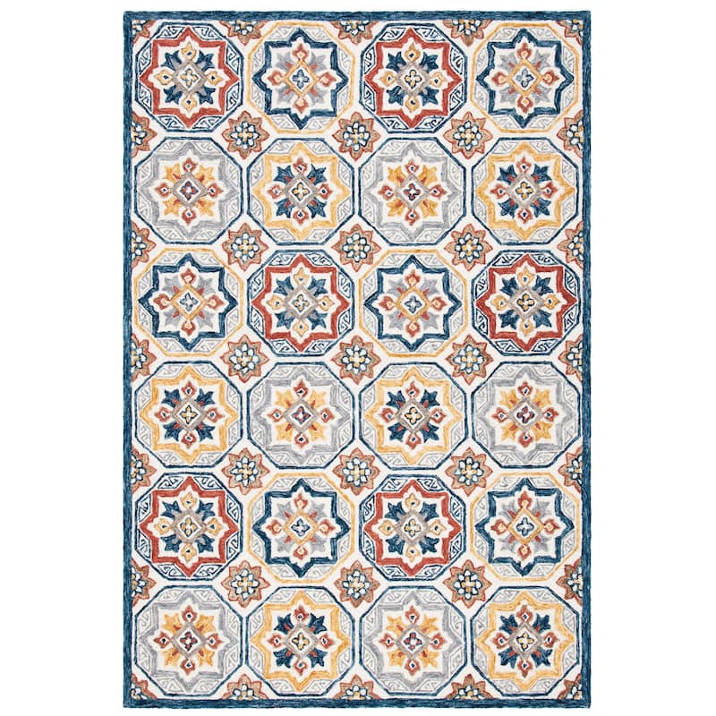SAFAVIEH Handmade Metro Sanem French Country Wool Rug - 6' Square - Beige/Ivory