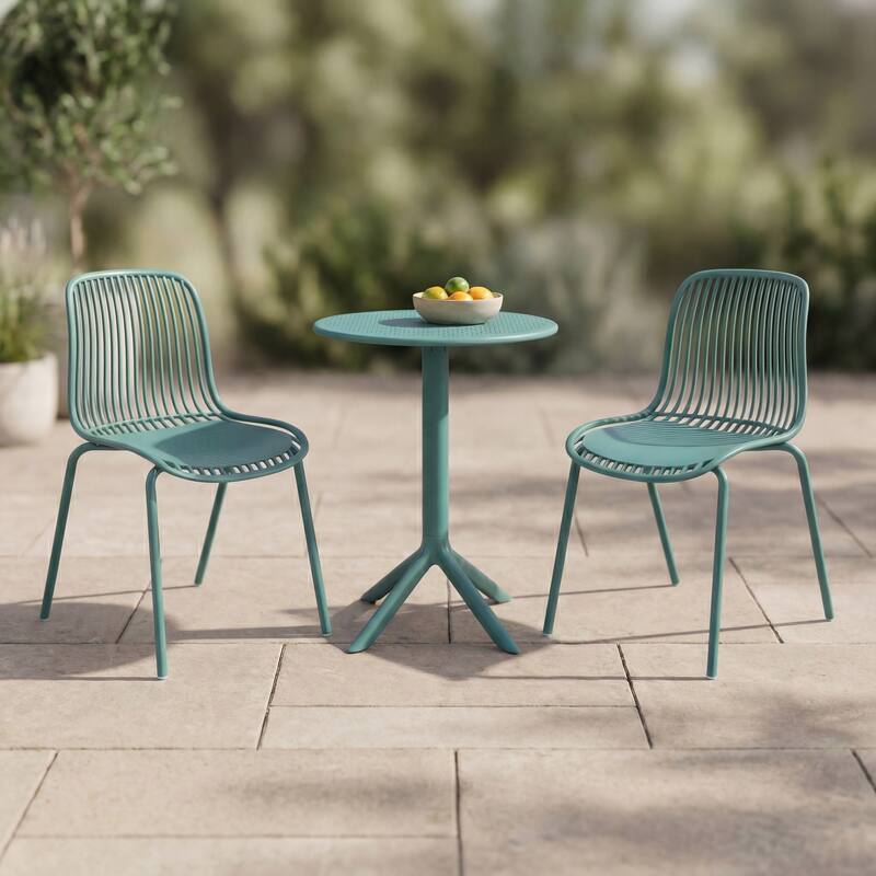 Christopher Knight Home - Eldred Modern 3-Piece Outdoor/Indoor Patio Bistro Set with Dining Chairs & Compact Round Bistro Table