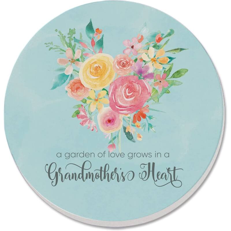 CounterArt Grandmother's Heart Absorbent Stone Tumbled Tile Coaster Set of 4 Made in The USA Protective Cork Backing - Multi