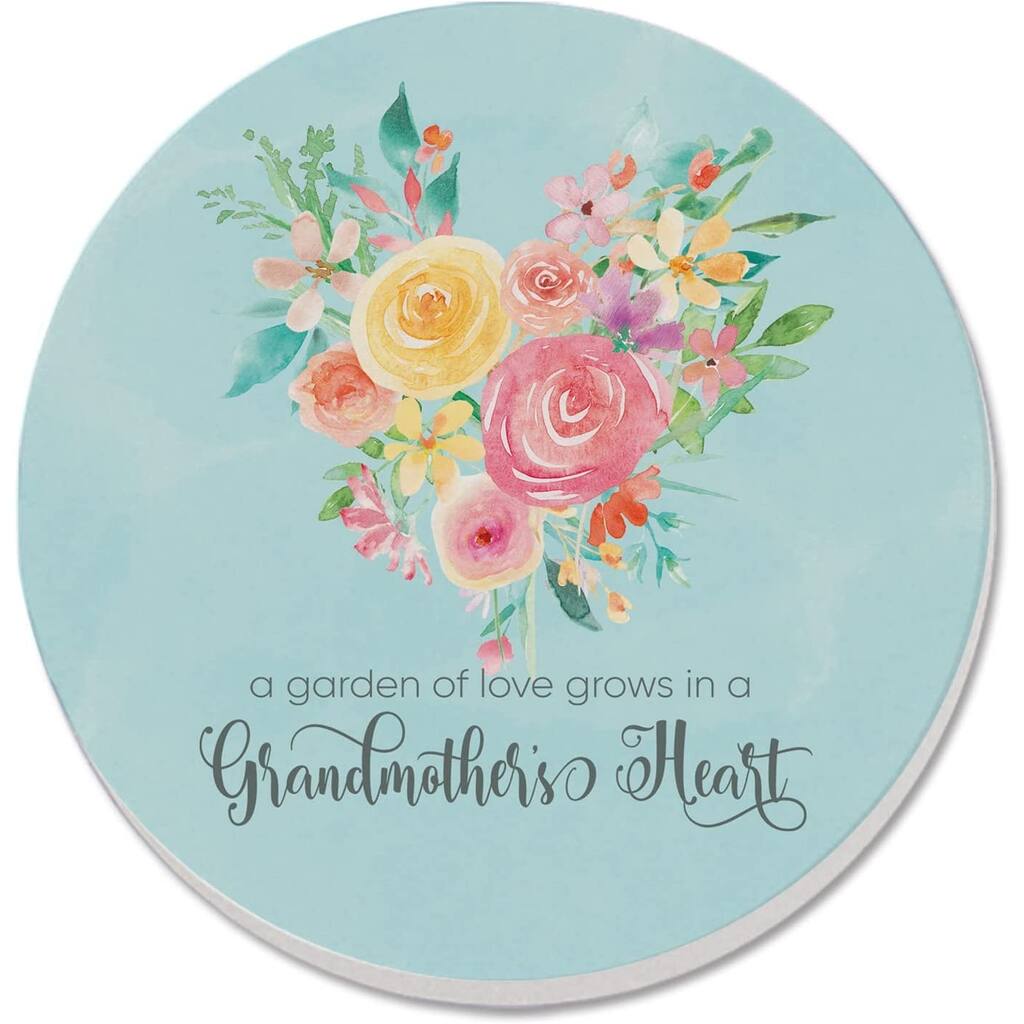 CounterArt Grandmother's Heart Absorbent Stone Tumbled Tile Coaster Set of 4 Made in The USA Protective Cork Backing