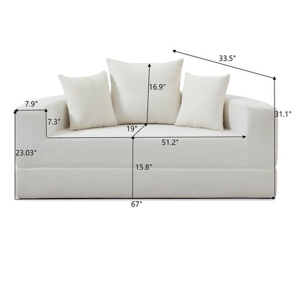 dimension image slide 6 of 7, Convertible Sofa Bed, Multi-Functional Futon Lounge Sofa