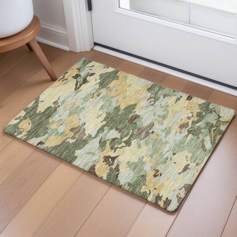 Machine Washable Indoor/ Outdoor Abstract Mexi Chantille Rug