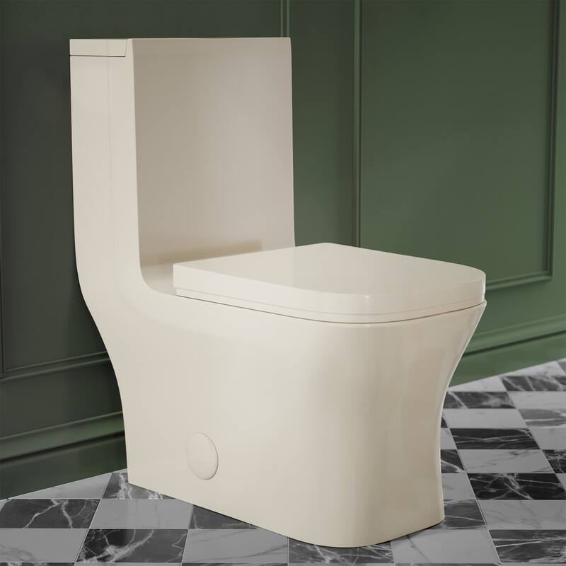 Concorde One Piece Square Toilet Dual Flush, Black Hardware 1.1/1.6 gpf - Bisque