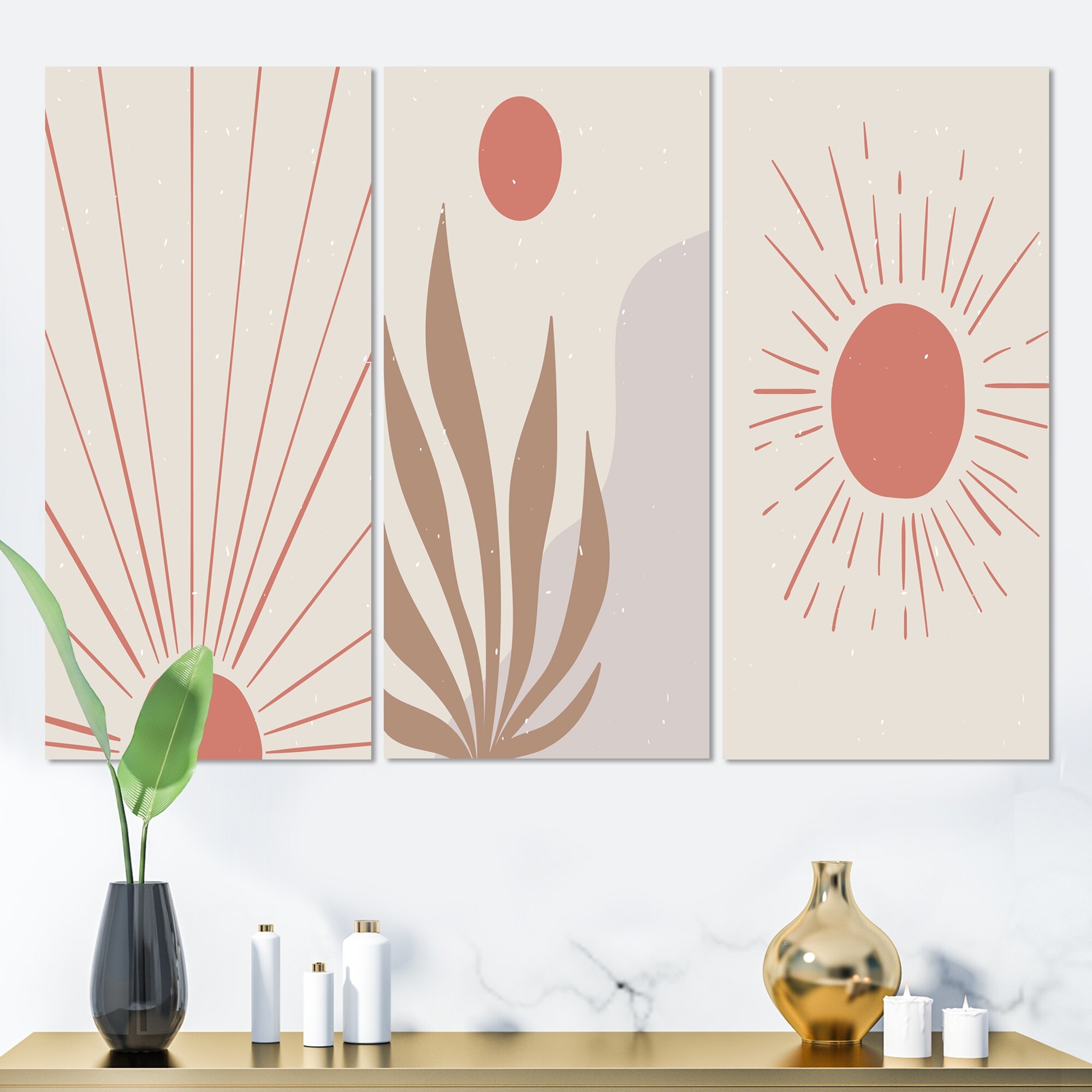 Designart Vintage Organic Shapes in Retro Colors IV - Mid-Century Modern Abstract Wall Art Print-image