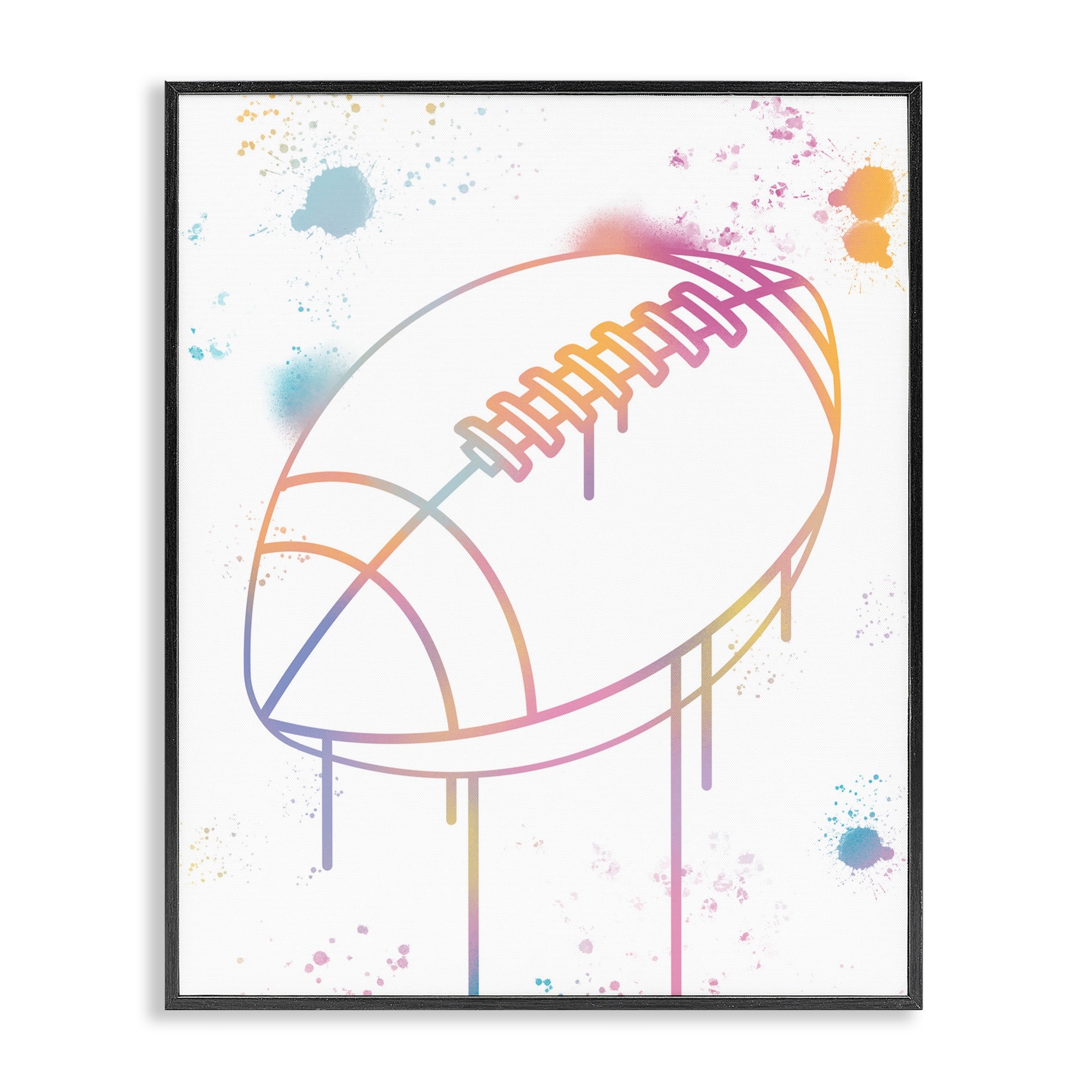 Stupell Graffiti Football Drip Framed Giclee Art Design By Marcus Prime