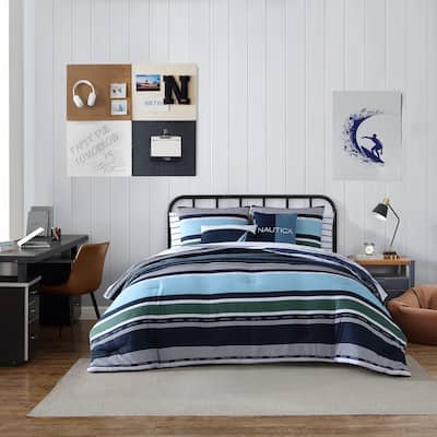 Nautica Elliot Reversible Navy Comforter Bonus Set