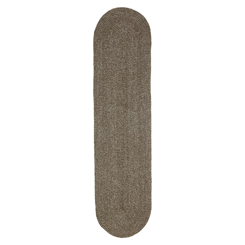 Superior Braided Reversible Indoor/Outdoor Area Rug - 2' X 8' Oval Runner - Charcoal
