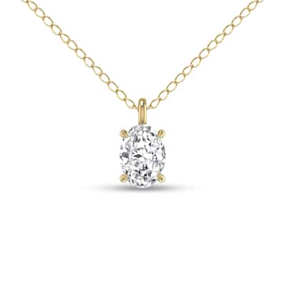 Marquee Lab Grown 1/2 Carat Oval Solitaire Diamond Pendant in 14K Yellow Gold