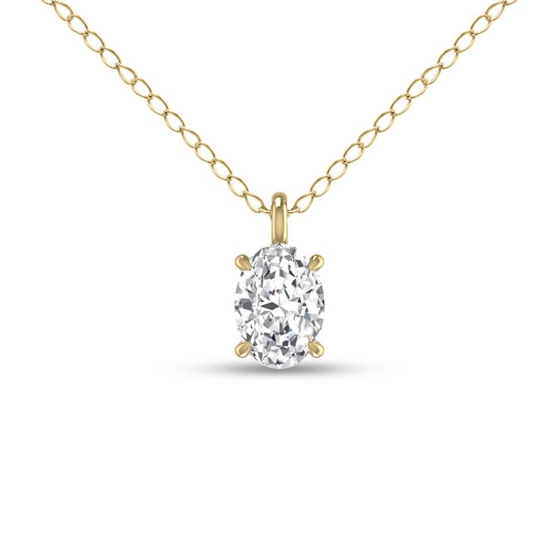 Marquee Lab Grown 1/4 Carat Oval Solitaire Diamond Pendant in 14K Yellow Gold