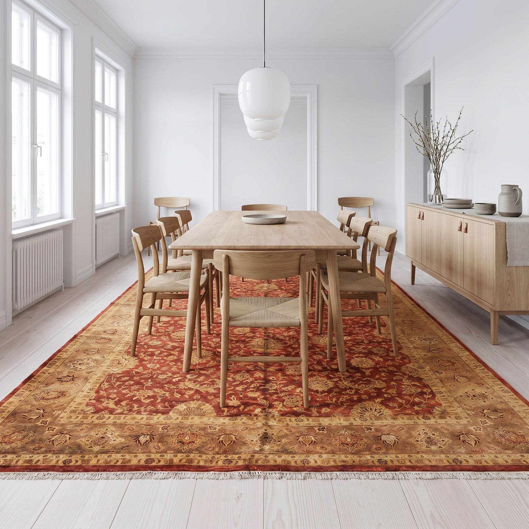 12x18 Agra Rust Gold Wool Hand Knotted Floral Gold Wash Rug - 12' x 18'