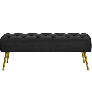 Yaheetech Upholstered Footstool Velvet Ottoman Button-Tufted Table Bench - 45"×16"×17"