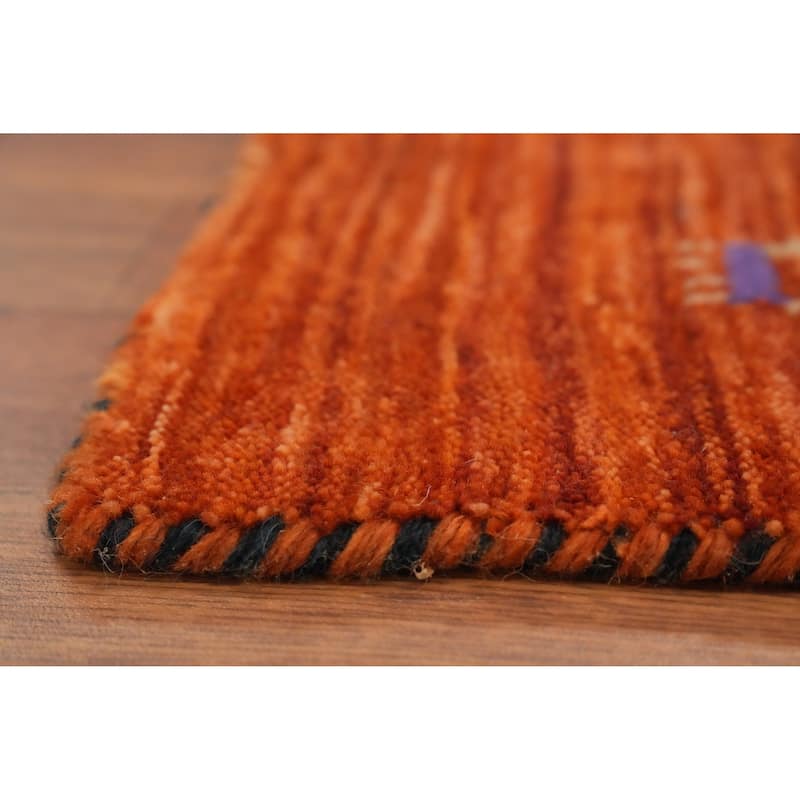 Hand Knotted Oriental 100% Wool Carpet Tribal Animal Pictorial Oranges & Rust Gabbeh Area Rug - 4' 0'' X 2' 2''