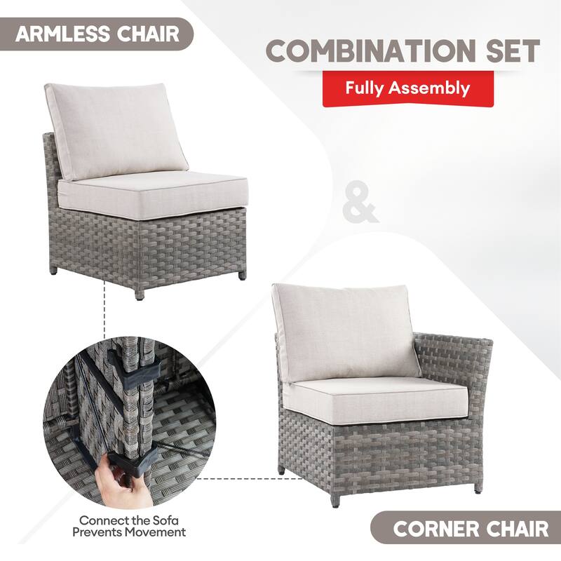 XIZZI 7-piece Outdoor Patio Furniture Rattan Wicker Conversation Set