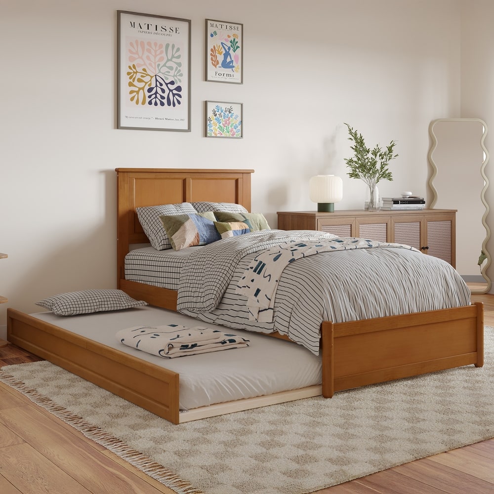 Felicity Platform Bed with Panel Footboard and Twin XL Trundle