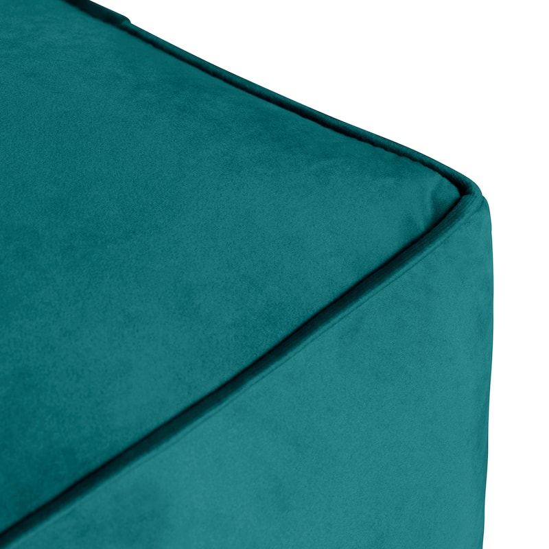 Cerra Jade Green Velvet Square Ottoman 23.5" x 23.5" x 11.75"