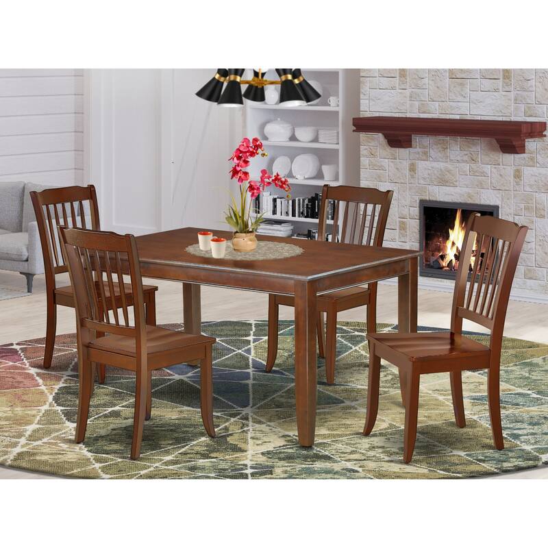 East West Furniture Dining Room Furniture Set- a Rectangle Kitchen Table and Dining Chairs, Mahogany (Pieces Options) - DUDA5-MAH-W