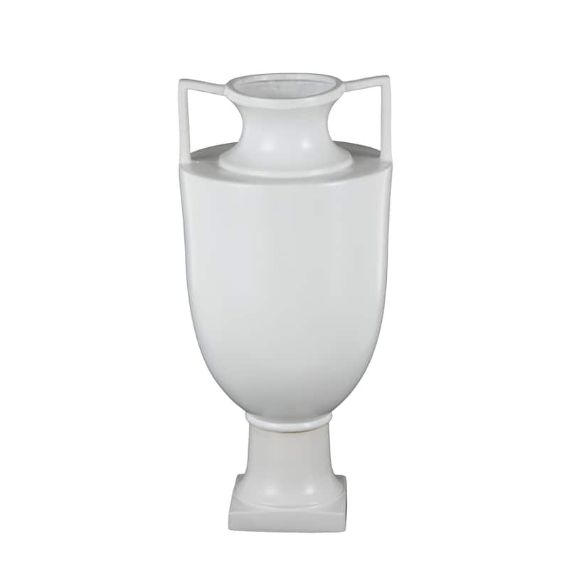 Ceramic Fluted Urn Shaped Vase with Handles - Black or White - Roche River Decor