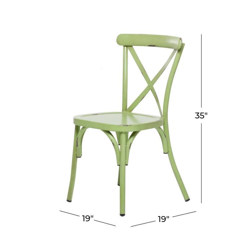 Iron Farmhouse Outdoor Dining Chair (Set of 2) - 22 x 19 x 35