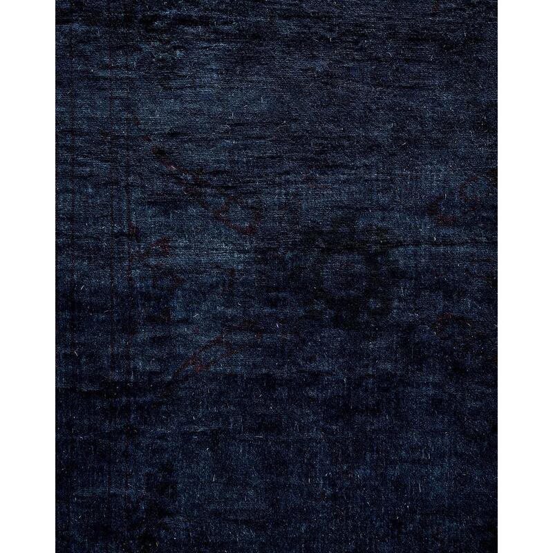 Overton Hand Knotted Wool Vintage Inspired Modern Contemporary Overdyed Black Area Rug - 4' 2" x 6' 4"